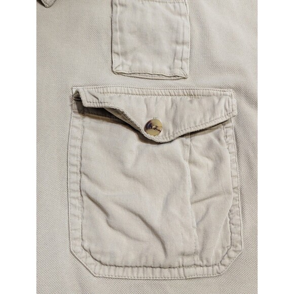Duluth Trading Polo Shirt Mens XL Tan Beige Short Sleeve Heavy Cotton Read Cond. - Picture 4 of 9